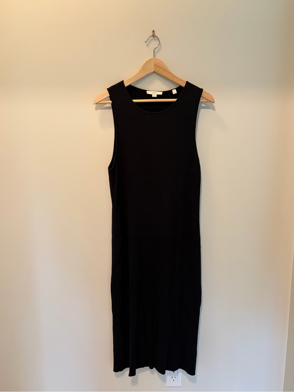 Vince Black Ribbed midi dress